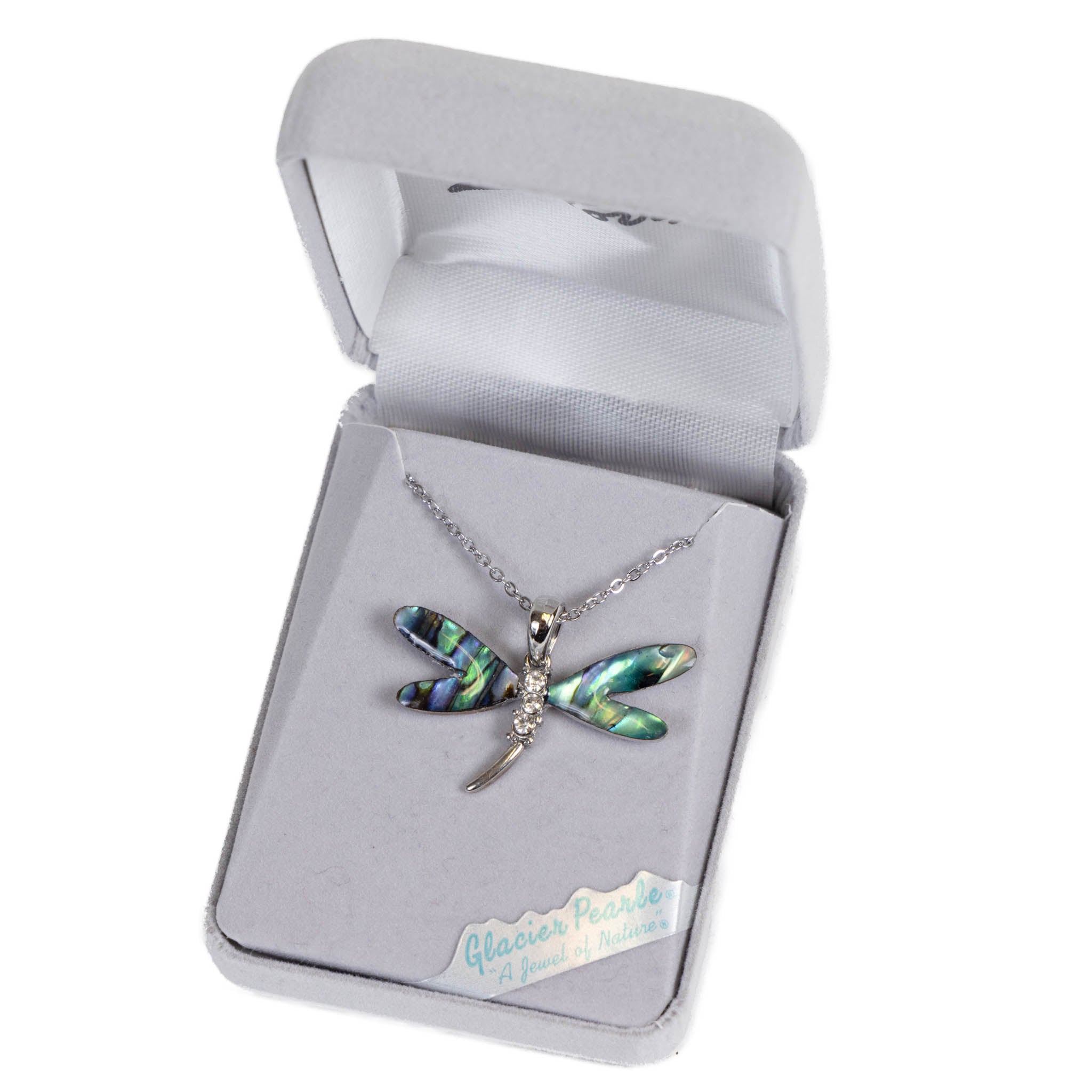 Glacier Pearle Abalone Dragonfly Necklace